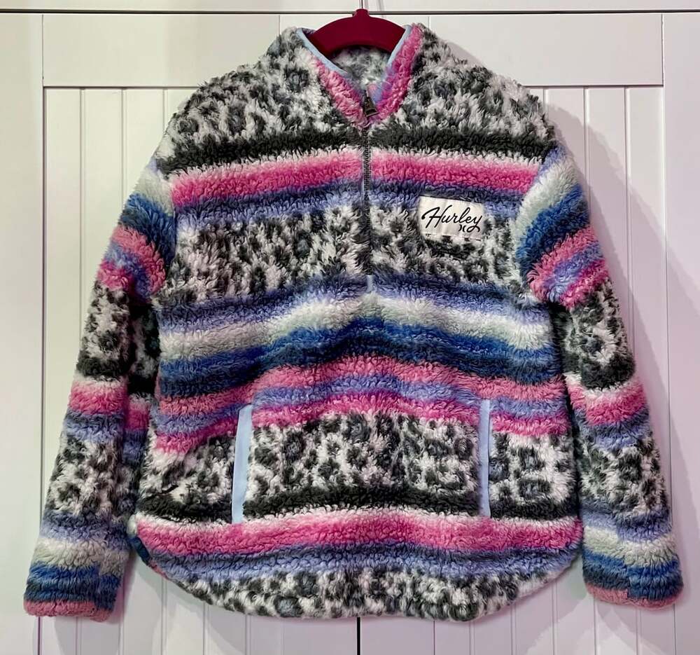 Hurley Quarter-Zip Sherpa Fleece Jacket Size XS 4/5 Multicolored